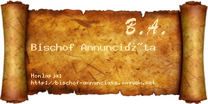 Bischof Annunciáta névjegykártya